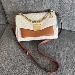 Michael Kors Lita Medium Two-Tone Logo Womens Crossbody Bag